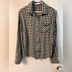 WeWoreWhat Black and Cream Checkered Button-Up Shirt size xxs/xs